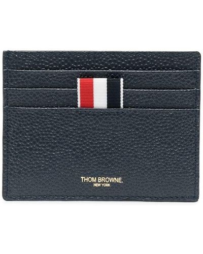 Thom Browne Anchor-embroidered Leather Cardholder - Blue