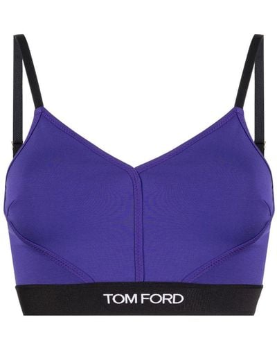 Tom Ford Brassière stretch à bande logo - Violet