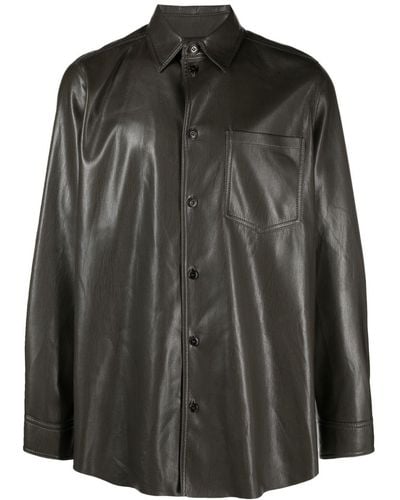 Nanushka Long-sleeve Faux-leather Shirt - Black