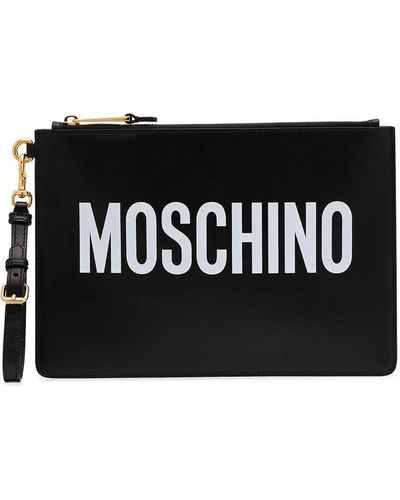 Moschino Clutch Met Logoprint - Zwart