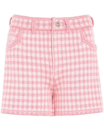 Barrie Gingham-check Cashmere-blend Shorts - Pink