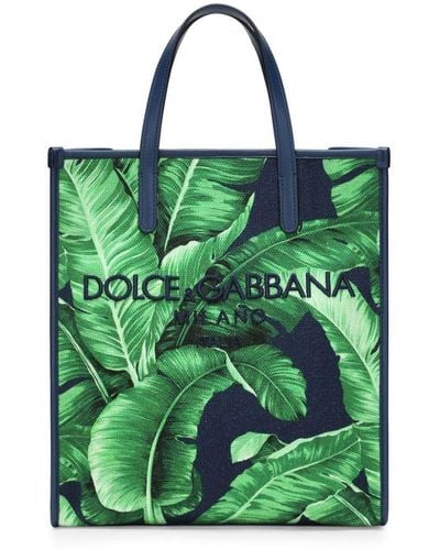 Dolce & Gabbana Logo-embroidered Canvas Shoulder Bag - Green