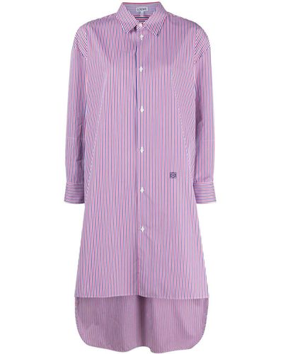 Loewe Striped Cotton Midi Shirtdress - Paars