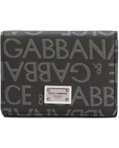 Dolce & Gabbana Jacquard-Portemonnaie mit Logo-Schild - Grau