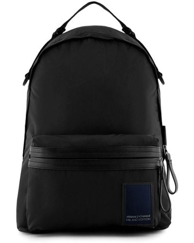 Armani Exchange Logo-print Canvas Backpack - Black