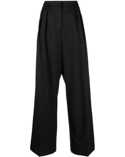 Rohe Striped Wide-leg Pants - Black