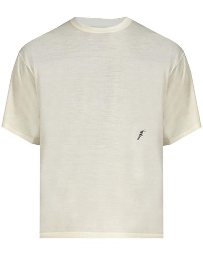 Ferragamo Logo-embroidered Virgin-wool T-shirt - White