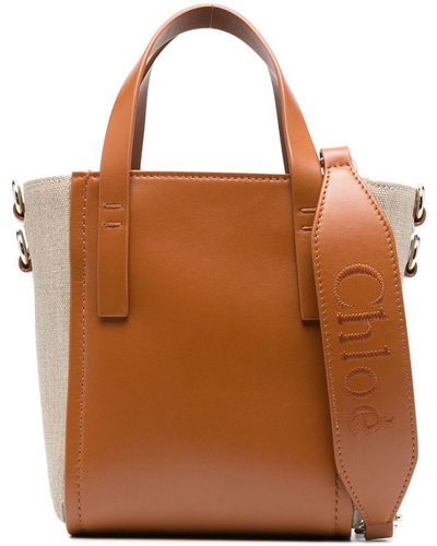 Chloé Medium Sense Leather Tote Bag - Bruin