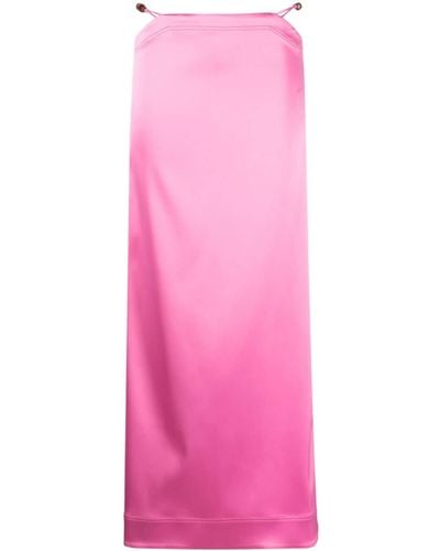 Ganni Bead-Detailing Satin Maxi Skirt - Pink