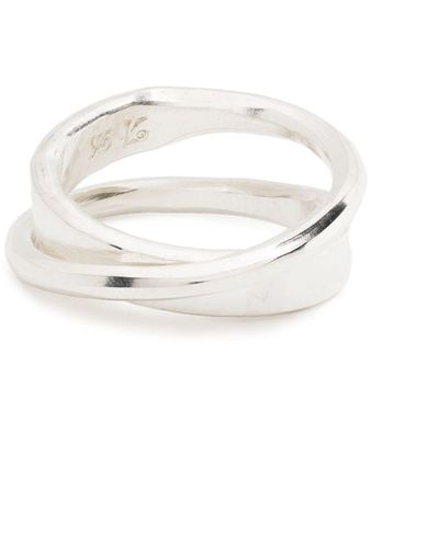 Werkstatt:münchen M1726 Double Band Silver Ring - ホワイト