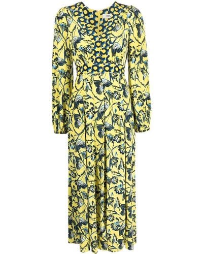 Diane von Furstenberg Floral-print Long-sleeve Dress - Green