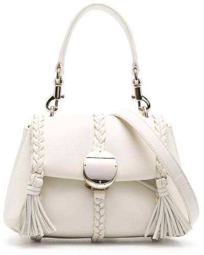 Chloé Small Penelope Leather Shoulder Bag - White