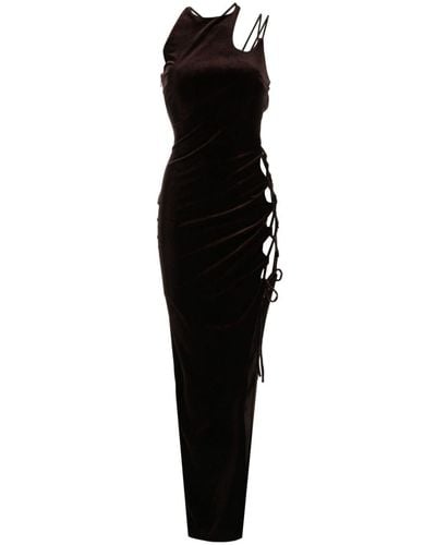 Monse Lace-up Detailind Velvet Maxi Dress - Black