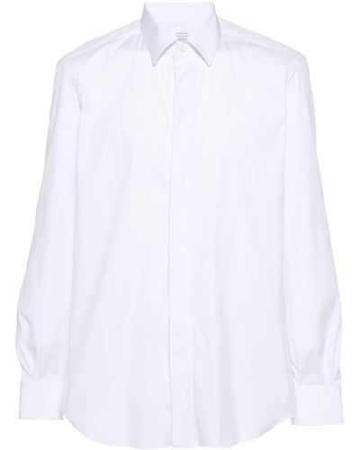 Mazzarelli Popeline-Hemd mit klassischem Kragen - Weiß