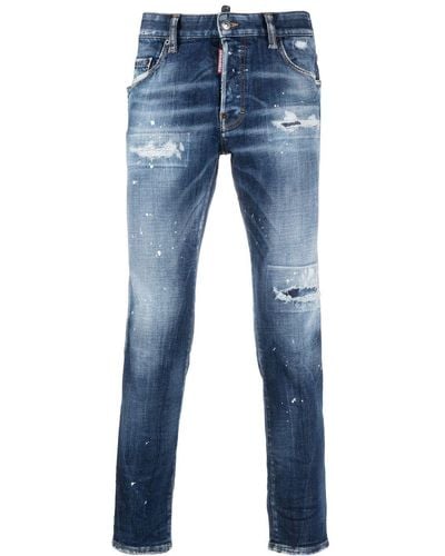 DSquared² Distressed skinny jeans - Azul