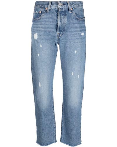 Levi's 501 Cropped-Jeans mit hohem Bund - Blau