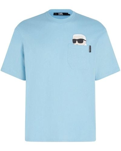 Karl Lagerfeld T-shirt Ikonik con taschino - Blu