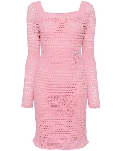 Tom Ford Open-knit Square-neck Minidress - Roze