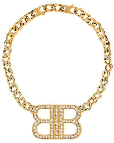 Balenciaga Bb 2.0 Rhinestone-embellished Necklace - Metallic
