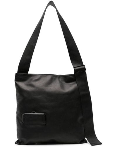 discord Yohji Yamamoto Clasp Leather Shoulder Bag - Black