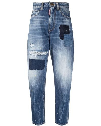 DSquared² Cropped-Jeans im Patchwork-Look - Blau