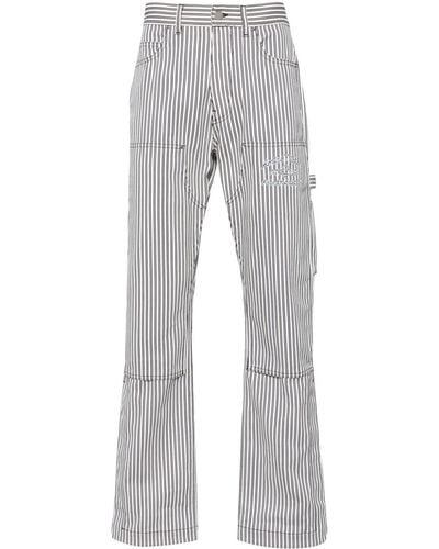 Amiri White Striped Cotton Pants - Men's - Cotton - Grey