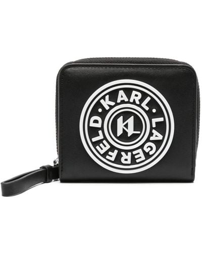 Karl Lagerfeld Portefeuille zippé à logo embossé - Noir