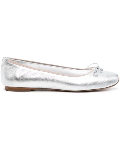 Casadei Metallic Leather Ballerina Shoes - White