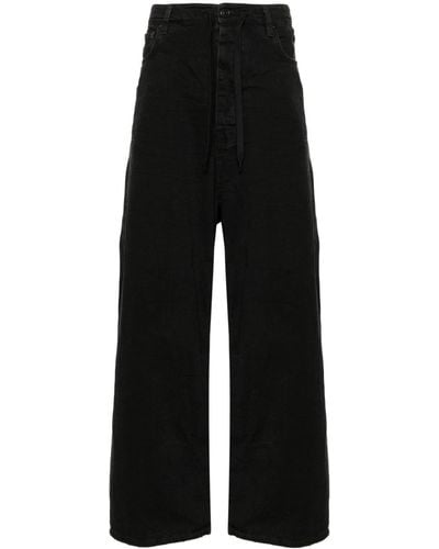 Balenciaga Drawstring Wide-leg Jeans - Black