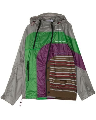Kolor Colour-block Hooded Raincoat - グリーン
