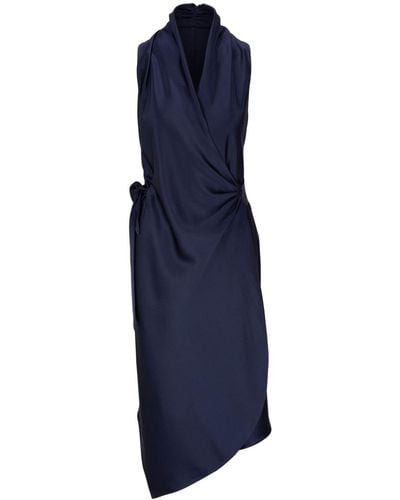 Peter Cohen Victor Silk-satin Wrap Dress - Blue
