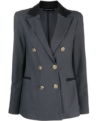 Emporio Armani Double-breasted Blazer Jacket - Black