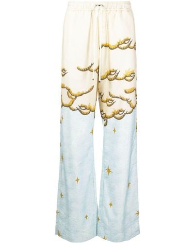 Amiri Ausgestellte Hose mit Sunscape-Print - Weiß