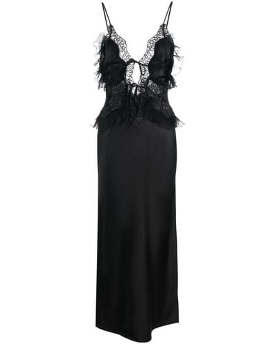 Alexander Wang Lace-detailing Silk Satin Dress - Black