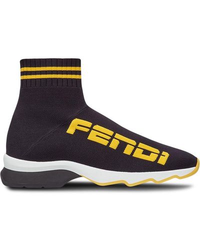 Fendi Logo Sock Sneakers - Blue