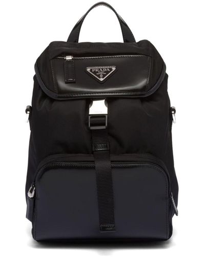 Prada Mochila con logo triangular - Negro