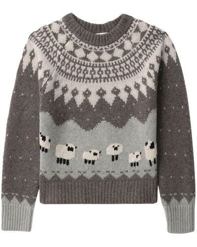 Sea Intarsia-knit Merino-wool Jumper - Grey