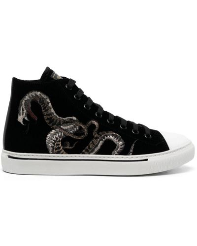 Roberto Cavalli Embroidered-motif Suede Trainers - Black
