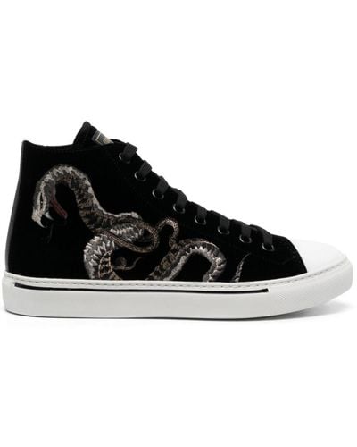 Roberto Cavalli Bestickte Sneakers aus Wildleder - Schwarz