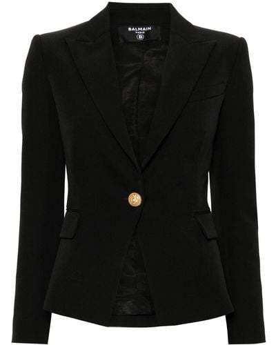 Balmain Veste en laine à simple boutonnage - Noir