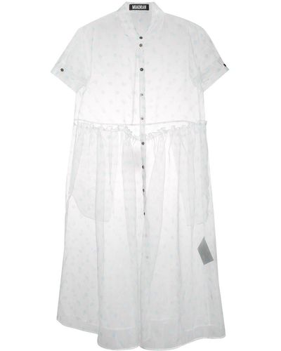 Miaoran Polka-dot Chiffon Shirt Dress - White