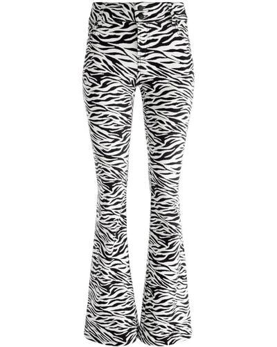 Alice + Olivia Stacey Zebra-print Flared Jeans - Black