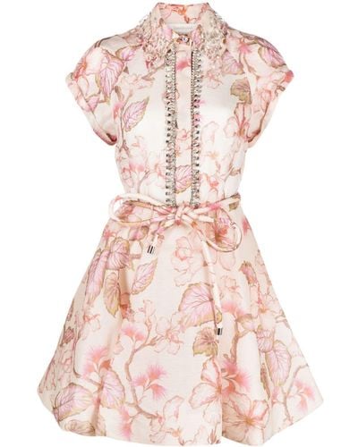 Zimmermann Matchmaker Flip Midi-jurk Met Bloemenprint - Roze