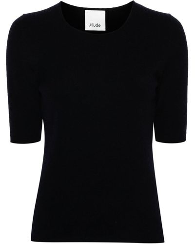 Allude Crew-neck Knitted Top - Black