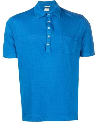 Massimo Alba Slub-texture Linen Polo Shirt - Blue