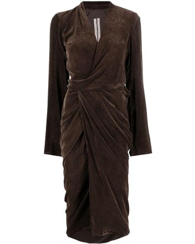 Rick Owens Robe croisée mi-longue en velours - Noir