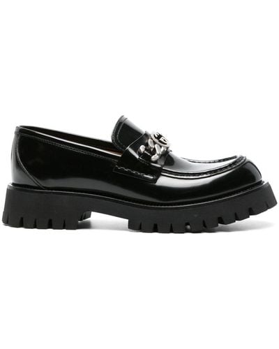 Gucci Harald Logo-embellished Patent-leather Loafers - Black