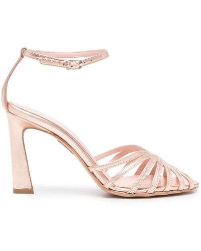 Anna F. 95mm Strappy Leather Sandals - Pink