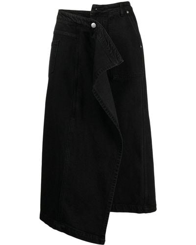 Goen.J Asymmetric Denim Skirt - Black