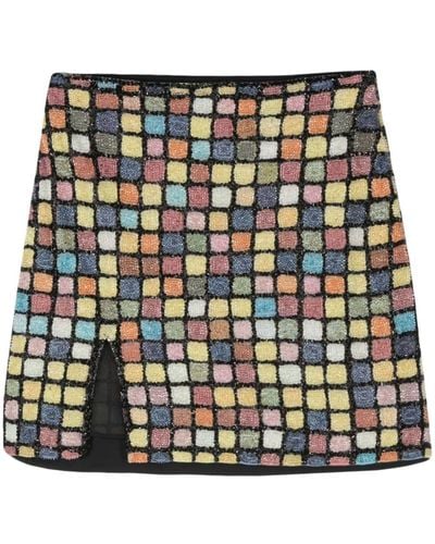 STAUD Embroidered Front-Slit Miniskirt - Black